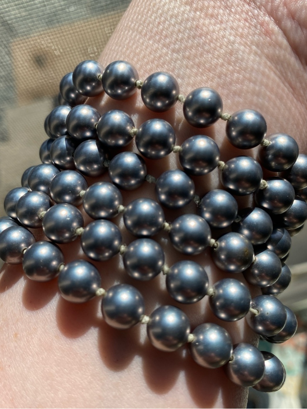 Extra Long Faux Gray Pearl strand - Picture 7 of 7